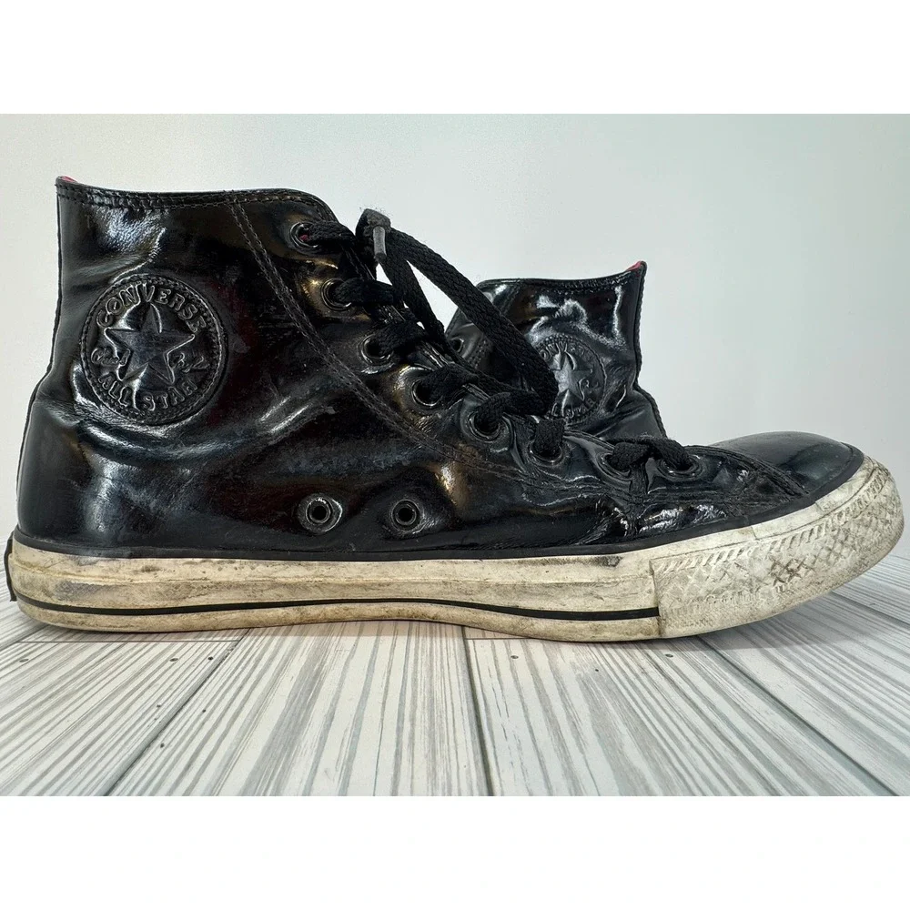 Converse All Star‎ Chuck Taylor High Top Black Patent Leather Sneakers Men's 10 - Picture 5 of 9